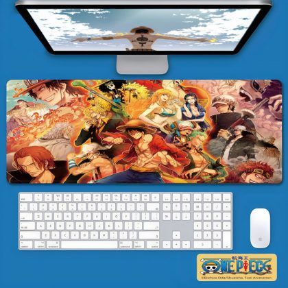 One Piece Giant Extended Mouse Pad 2024: Premium Anime Desk Mat Featuring Luffy, Zoro & Straw Hat Crew for Gaming, Work & PC, Waterproof Non - Slip Gaming Mouse Pad