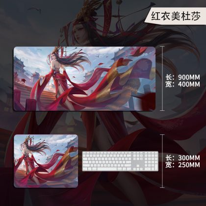 Oversized Chinese Anime Youyou in Red Dress Gaming Mouse Pad - Large Desk Mat for Office