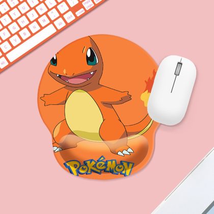 Kawaii Charmander Gel Wrist Rest Mouse Pad - Small Ergonomic Computer Mouse Mat with Pokémon Anime Design for Kids Teens Adults Desk Comfort