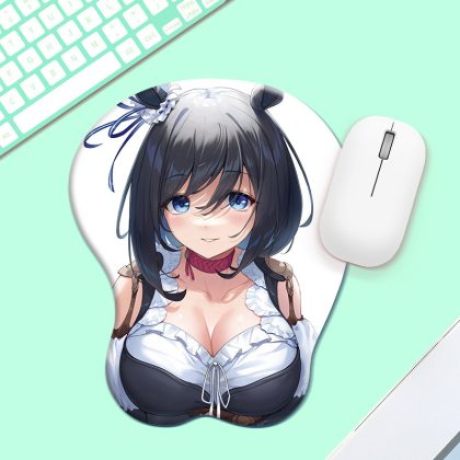 Cute Anime Girl (Inspired by Popular Character) Wrist Rest Mouse Pad, Small Silicone Gel Mouse Mat for Computer/Laptop, Comfortable Wrist Support for Office/Desktop Use