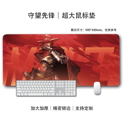 Overwatch McCree XXL Gaming Mouse Pad – Extra Large Desk Mat for PC Gaming & Work, Thickened Edge - Stitched, Customizable Cowboy - Themed Desk Pad