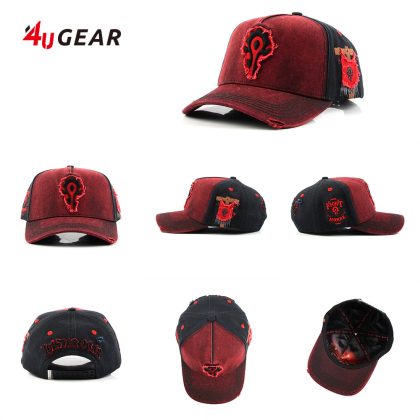 Red-Black Printed Stylish Outdoor Baseball Cap – Trendy Two-Tone Dajian Duck Bill Cap!