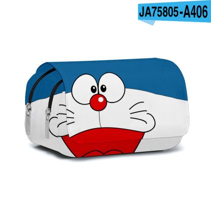 Adorable Doraemon Double-Layer Pencil Case - Cartoon Print School Supply for Elementary & Middle School Students