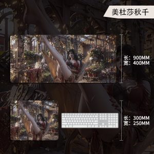 Oversized Chinese - Style Anime Medusa with Black Panthers Gaming Mouse Pad - Large Desk Mat for Office