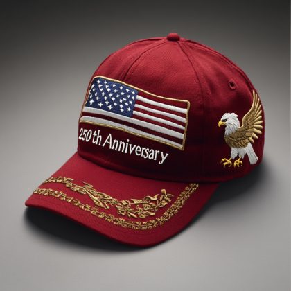 Patriotic 4th of July Baseball Cap - Vibrant Red Outdoor Sun Hat with Stars & Stripes Design, Adjustable & UPF 50+