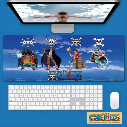 One Piece Large Cartoon Gaming Mouse Pad Navigation King Anime Desk Mat for PC & Office - Features Luffy, Blackbeard & Straw Hat Crew Artwork