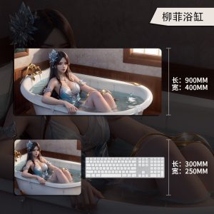 Oversized Chinese Anime Liu Fei in Bathtub Gaming Mouse Pad - Large Desk Mat for Office