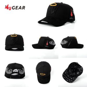 5-Panel Embroidered Logo Black Baseball Cap – Sleek Minimalist Style for Daily & Street Wear!