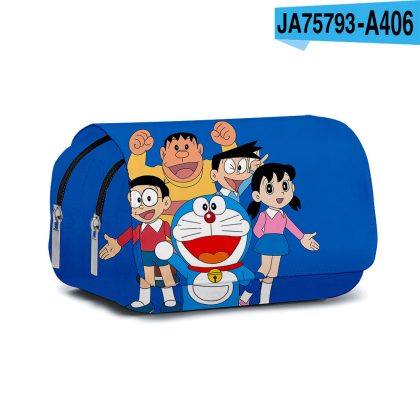 Doraemon and Friends Double-Layer Pencil Case - Cartoon Print School Supply for Students with All Characters