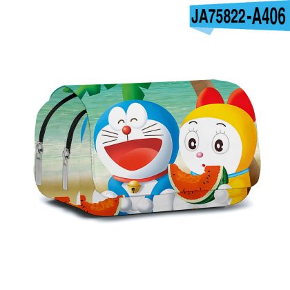 3D Doraemon Double-Layer Pencil Case - Cartoon Print School Supply for Elementary & Middle School Students