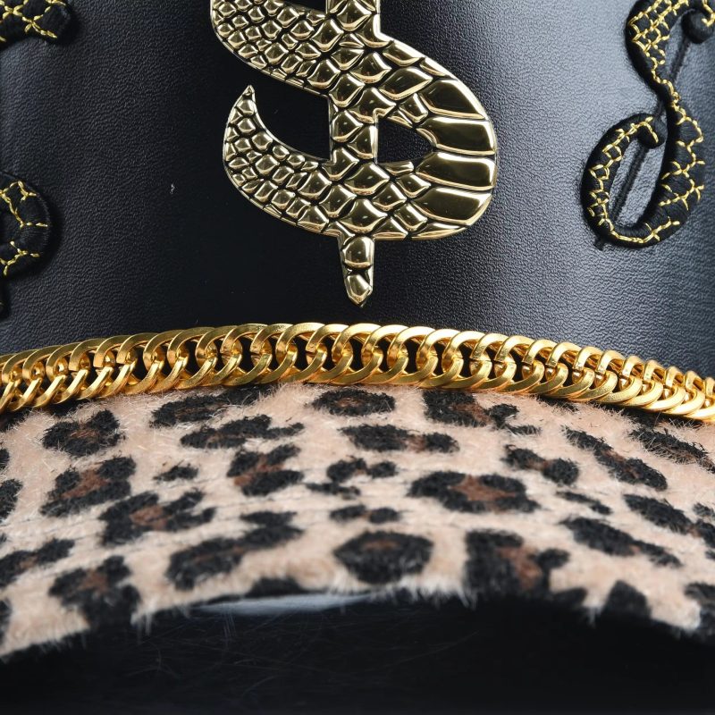 Leather Baseball Cap - 5-Panel Stylish Design with Decorative Accessories, Leopard Print Unisex Hat! - Image 3