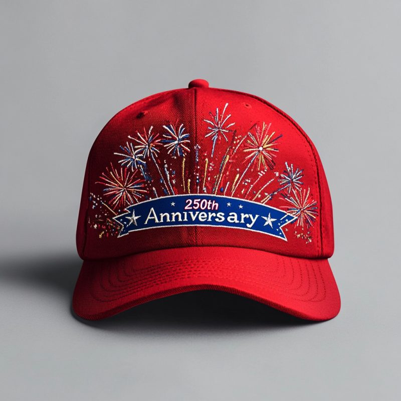 Patriotic 4th of July Baseball Cap - Vibrant Red Outdoor Sun Hat with Stars & Stripes Design, Adjustable & UPF 50+