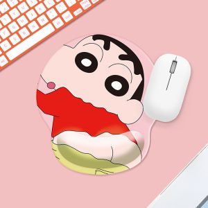 Crayon Shin-chan Small Silicone Wrist Rest Mouse Pad - Cute Cartoon Ergonomic Support for Laptop/Desktop, Office & Home Desk Accessory