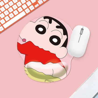 Crayon Shin-chan Small Silicone Wrist Rest Mouse Pad - Cute Cartoon Ergonomic Support for Laptop/Desktop, Office & Home Desk Accessory