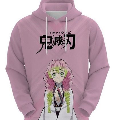 Demon Slayer Mitsuri Kanroji 3D Digital Print Men's Casual Fall Pullover Hoodie – Must-Have for Anime Fans!