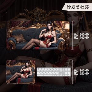 Oversized Anime Mouse Pad Featuring Seductive Medusa (Leg - Lifting Pose) - Large Desk Mat for Office