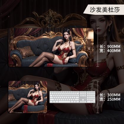 Oversized Anime Mouse Pad Featuring Seductive Medusa (Leg - Lifting Pose) - Large Desk Mat for Office