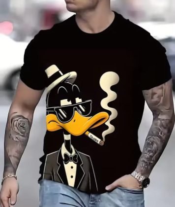 Donald Duck 3D Digital Print Men's Casual Short-Sleeve T-Shirt – Retro Cartoon Style for Daily Wear!