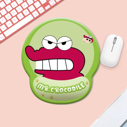 Adorable Crayon Shin - chan Mr. Crocodile & Little Ame San Silicone Wrist Rest Mouse Pad, Small Computer Mouse Mat with Wrist Support for Office/Home/Gaming