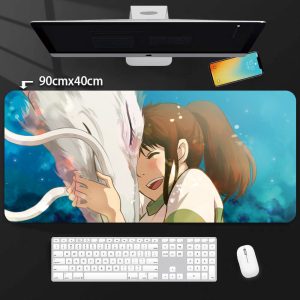 Spirited Away Chihiro & Haku Dragon Scene Oversized Mouse Pad (90cm×40cm) - Studio Ghibli Anime Desk Mat for Fans