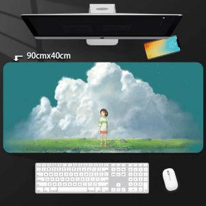 Hayao Miyazaki Spirited Away Oversized Thick Mouse Pad - Cute Anime Desk Mat for Girls, Anti-Slip Keyboard Pad & Desktop Protector (Studio Ghibli Merch)