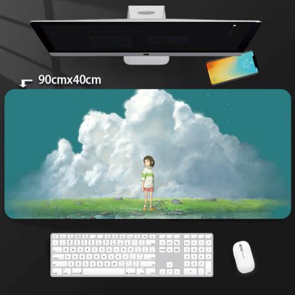 Hayao Miyazaki Spirited Away Oversized Thick Mouse Pad - Cute Anime Desk Mat for Girls, Anti-Slip Keyboard Pad & Desktop Protector (Studio Ghibli Merch)