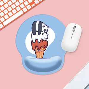 We Bare Bears Cartoon Wrist Rest Mouse Pad - Small Silicone Gel Mouse Pad with Grizzly, Panda & Ice Bear Design, Ergonomic Computer Desk Accessory for Laptop/Desktop