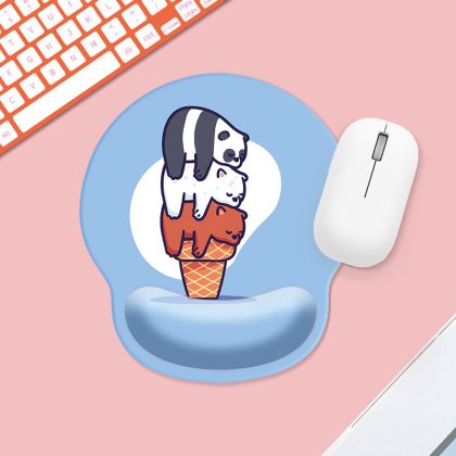 We Bare Bears Cartoon Wrist Rest Mouse Pad - Small Silicone Gel Mouse Pad with Grizzly, Panda & Ice Bear Design, Ergonomic Computer Desk Accessory for Laptop/Desktop