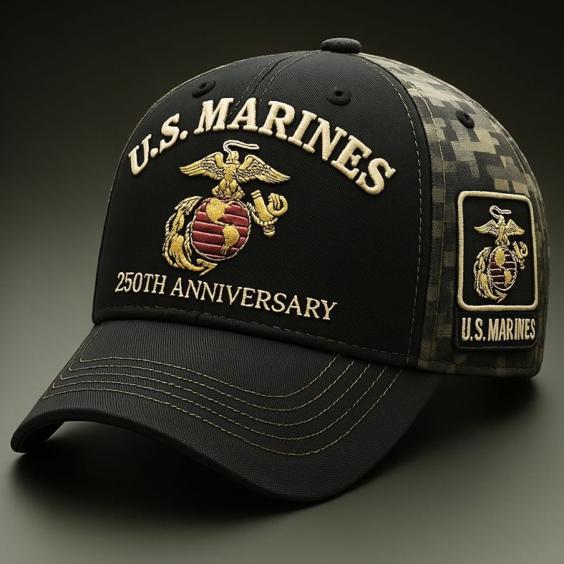 US Marines 250th Anniversary 3D Embroidered Fishing Baseball Cap | Navy Seal Tactical Outdoor Hat for Men & Women