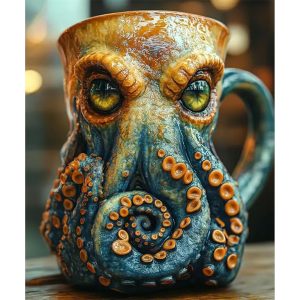 Eerie & Epic 3D Octopus/Sea Monster Beer Mug - 101-200ml Handmade Ceramic Cup for Craft Beer, Gothic Decor & Quirky Gifts