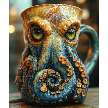Eerie & Epic 3D Octopus/Sea Monster Beer Mug - 101-200ml Handmade Ceramic Cup for Craft Beer, Gothic Decor & Quirky Gifts