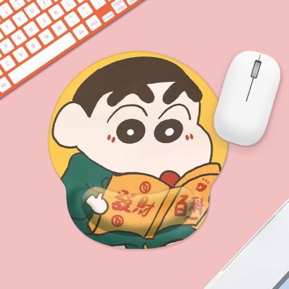 Crayon Shin - chan Cute Cartoon Wrist Rest Gel Mouse Pad, Small Ergonomic Computer Mouse Mat for Desk, Soft Silicone Desk Pad for Kids & Anime Fans