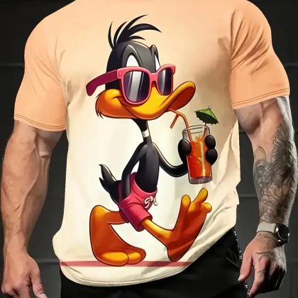 Casual Donald Duck 3D Digital Print Men's Casual Short-Sleeve T-Shirt – Effortless Style for Daily & Summer Wear!