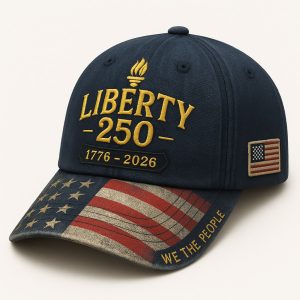 Liberty 250 Embroidered 3D Baseball Cap Fishing Hat with Vintage USA Flag Brim Navy Commando Style "We The People" Cap 1776 - 2026