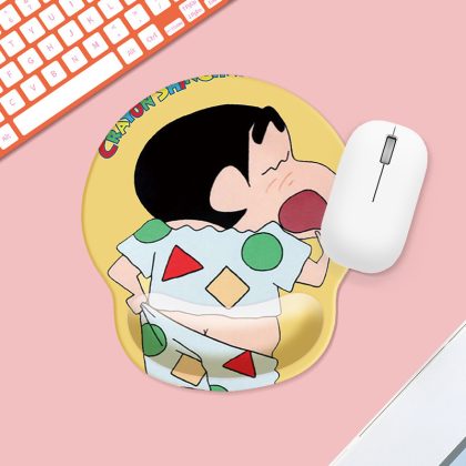 Crayon Shin-chan Cartoon Gel Wrist Rest Mouse Pad - Small Ergonomic Silicone Mouse Mat for Computer/Laptop, Kawaii Anime Desk Accessory