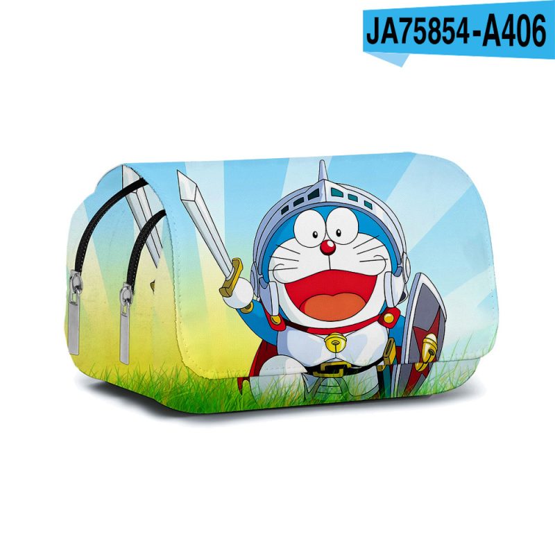 Magic 3D Doraemon Double-Layer Pencil Case - Cartoon Print School Supply for Students with 3D Effect