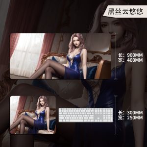 Oversized Chinese Anime Youyou in Stockings Gaming Mouse Pad - Large Desk Mat for Office