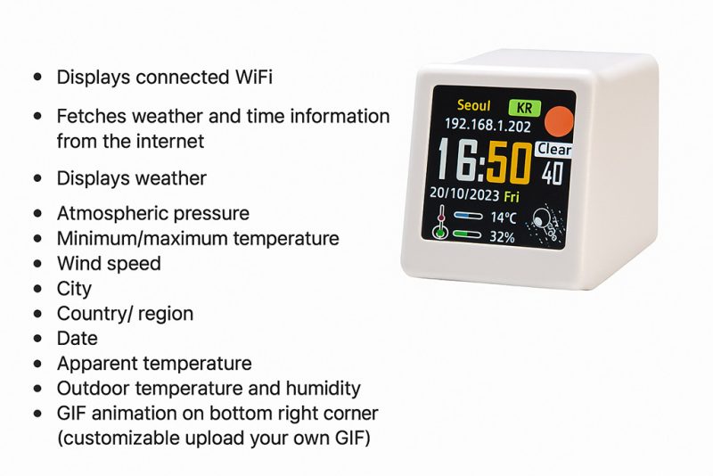 Cartoon Astronaut & Whimsical Character WiFi Desktop Animated Weather Clock - Multifunctional Weather Station, Real - Time Forecast & Unique Desk Decor Gift - Image 4
