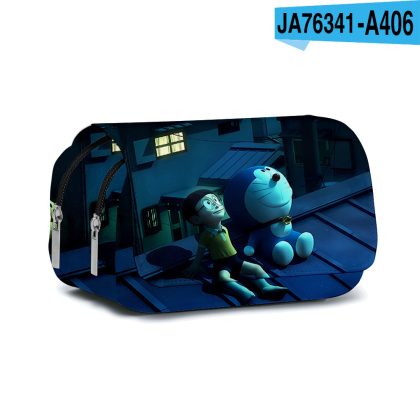 Ultimate Doraemon & Friends Blue 3D Pencil Case - Official Licensed Double Layer School Supply for Students
