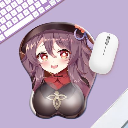 Genshin Impact Ganyu Small Silicone Wrist Rest Mouse Pad, Cute Anime Cartoon Desk Mat for Computer/Laptop, Ergonomic Wrist Support Desk Accessory