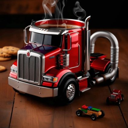 Optimus Prime Semi Truck Coffee Mug - Creative Resin Car - Shaped Mug & Desk Decor, 16.5x11x17cm, Unique Breakfast Cup for Truck Fans & Collectors