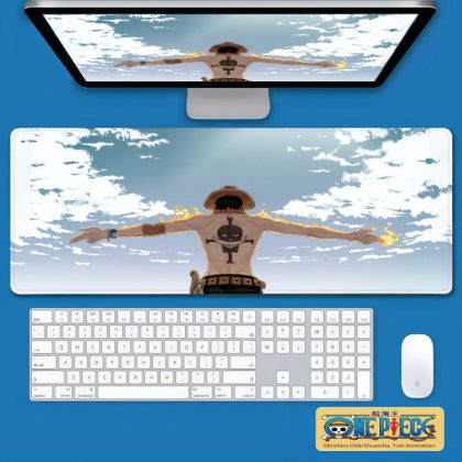 Extra - Large One Piece Ace Mouse Pad, Anime Desk Mat for Gaming & Office, Non - Slip Rubber Base with Firefighter Ace Back Tattoo Design