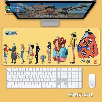 One Piece Straw Hat Pirates Large Gaming Mouse Pad Cartoon Anime Desk Mat for Computer Work/Home Office - Vibrant Crew Characters Design