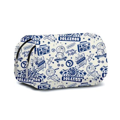 Magical Doraemon and His 4D Pocket Double-Layer Pencil Case - Cartoon Print School Supply with Detachable Toy for Students