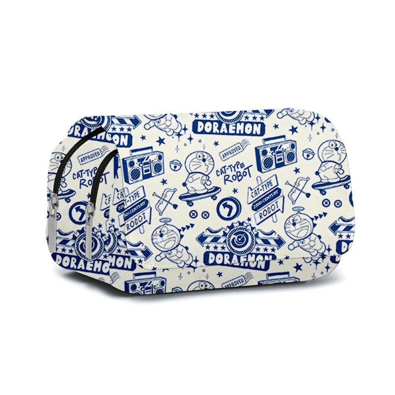 Magical Doraemon and His 4D Pocket Double-Layer Pencil Case - Cartoon Print School Supply with Detachable Toy for Students