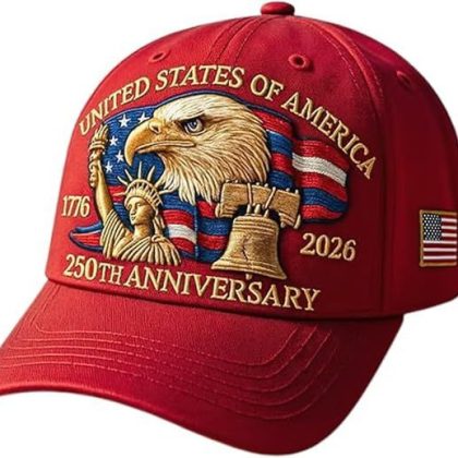 USA 250th Anniversary Embroidered Baseball Cap with Eagle, Statue of Liberty & Liberty Bell 3D Stitching - Fishing Hat for Outdoor Sports & Patriotic Style