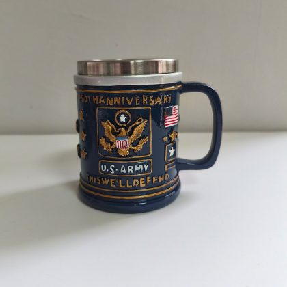 US Army 250th Anniversary Military Commemorative 3D Ceramic Mug, 301-400ml – Embossed Crest, Vintage Military Design & "This We’ll Defend" Motto for History Lovers
