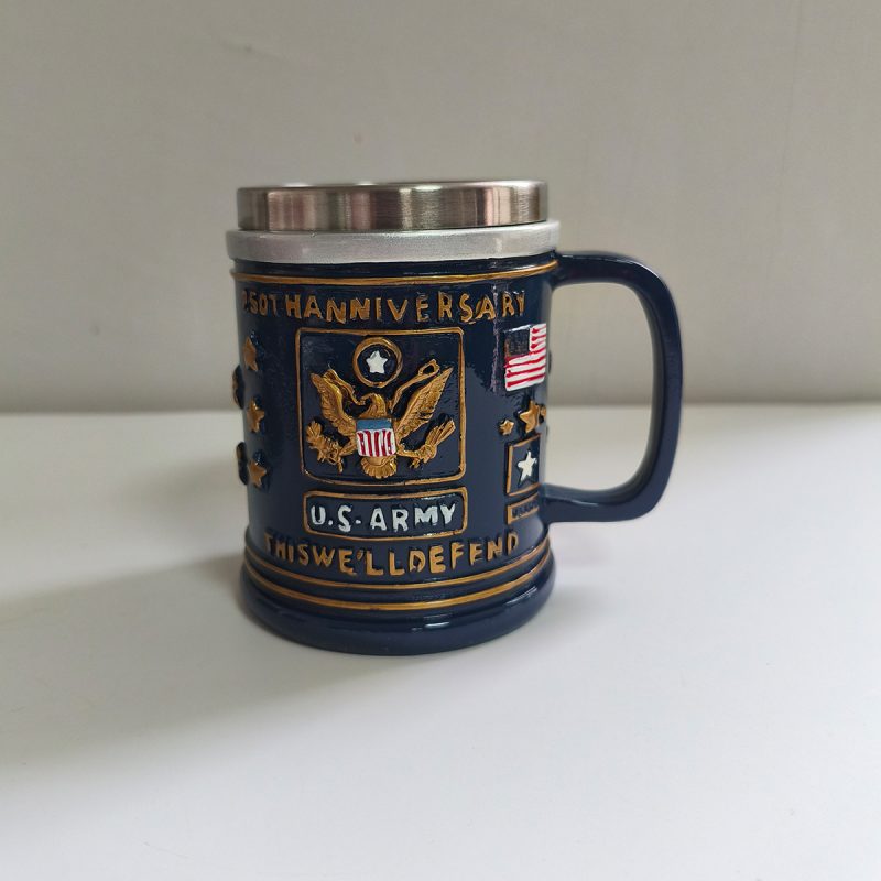 US Army 250th Anniversary Military Commemorative 3D Ceramic Mug, 301-400ml – Embossed Crest, Vintage Military Design & "This We’ll Defend" Motto for History Lovers