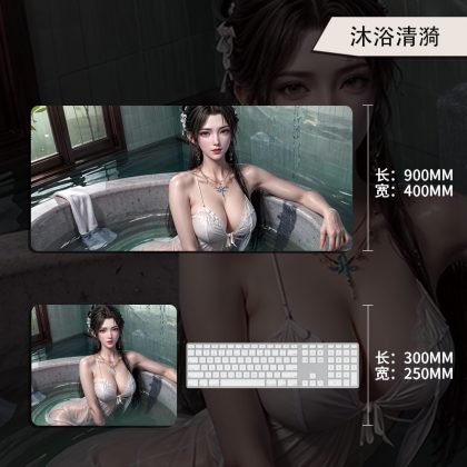 Oversized Anime Mouse Pad Featuring Beauty Qingyi Bathing - Large Desk Mat for Office