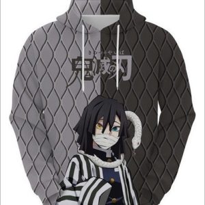 Demon Slayer Obanai Iguro 3D Digital Print Men's Casual Fall Pullover Hoodie – Must-Have for Anime Fans!